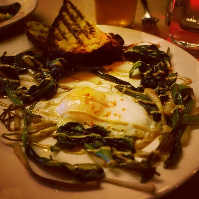 The Spotted Pig – Ramp with Duck Egg, bacon and Anchovy Vinaigrette