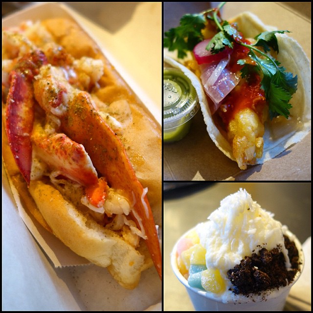 City Kitchen - Fish Taco from Gabriella's Taqueria, Lobster Roll from Luke's Lobster, and Shaved Snow from Wooly's