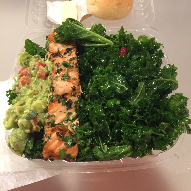 Between the Bread - Midtown - NYC - Mojito Salmon with double Kale Salad and Guacamole - I love that if they have guac as an option it is just a dollar to add a scoop!