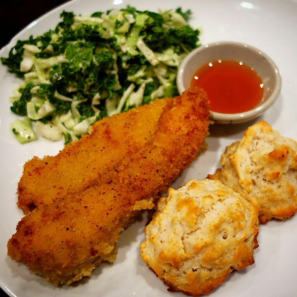 Blue Apron - Crispy Fried Chicken with Kale-Cabbage Slaw & Buttermilk Biscuits
