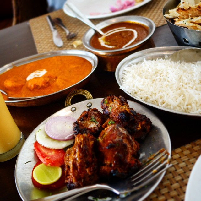 Our first Indian food meal in New Delhi was amazing. Our Hotel, Hotel Palace Heights, is a hidden gem, and I HIGHLY recommend staying there. They have an amazing restaurant right in the building and they are extremely friendly and accommodating. The hotel is clean and in a great location. My only issue would be that the bed could be a little more comfortable. But I loved the staff there, especially the chef! Pictured here is Dal Makhni, garlic butter naan, chicken tikka masala, a mango lassi and lamb. It was AMAZING.