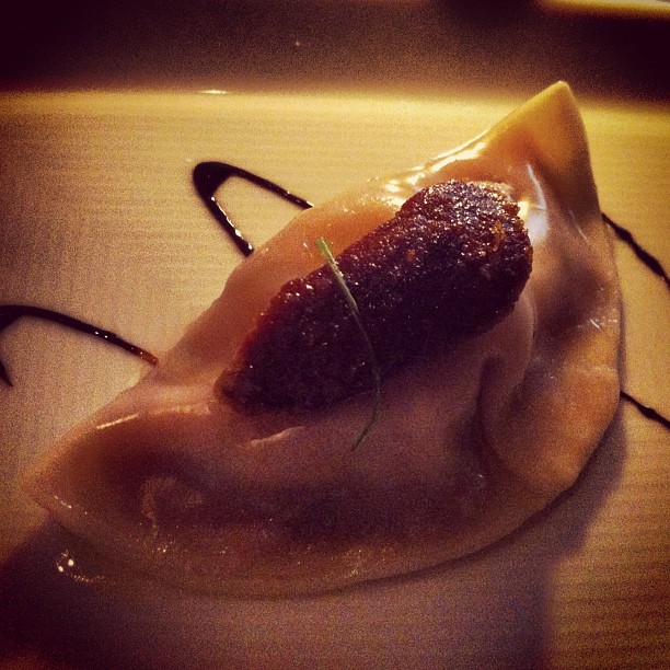 Annisa – West Village – NYC – Foie Gras Soup Dumplings – aromatic pork broth with foie gras mousse and jicama, then topped with seared foie gras.  I still dream of this decadent, savory dish. 