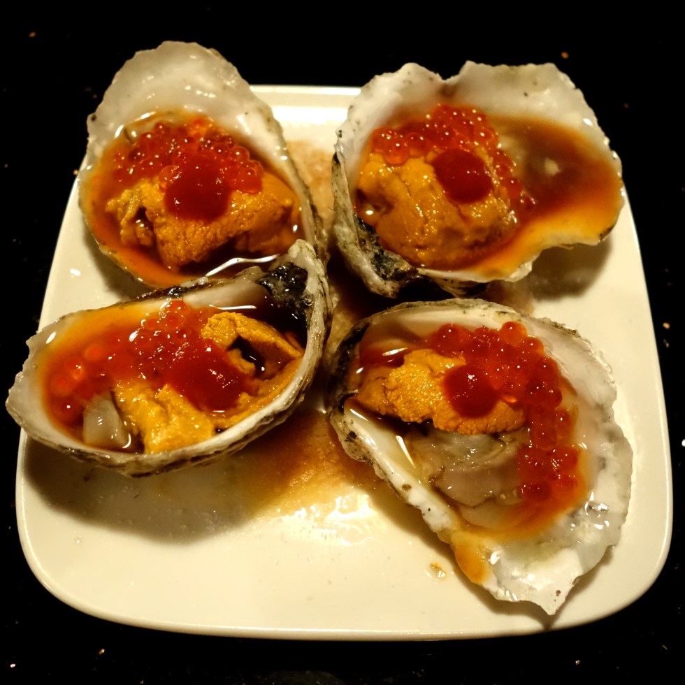 Desnuda NYC – started with the Oysters topped with uni, trout roe, ponzu and siracha sauce