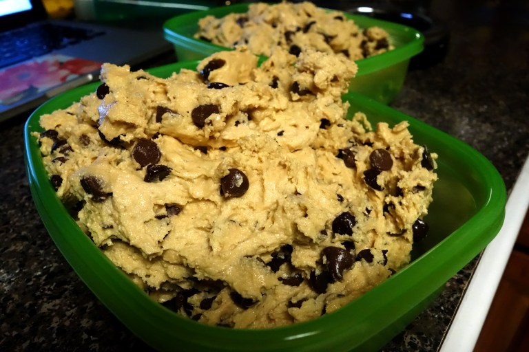 Sea Salted Tahini Chocolate Chip Cookie - Chips added, ready to refrigerate