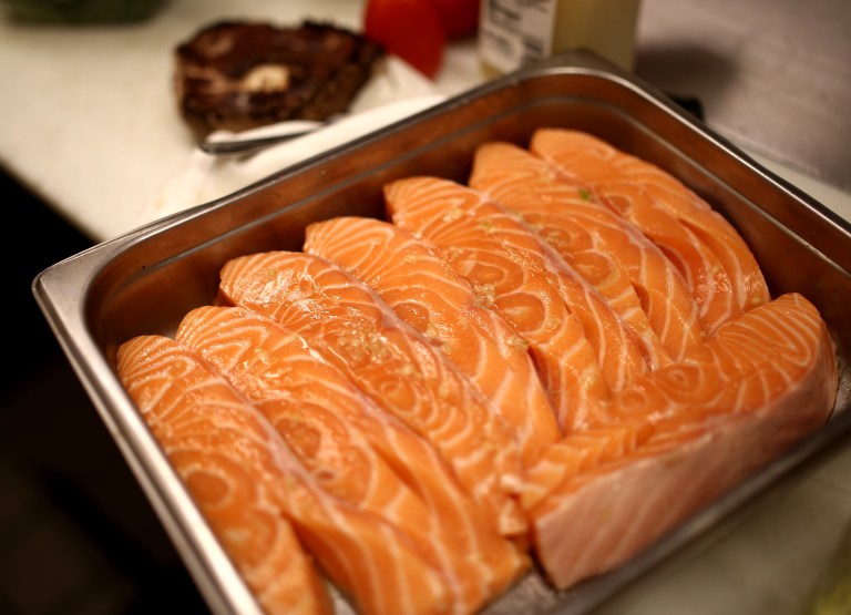 All the salmon resting in the marinade