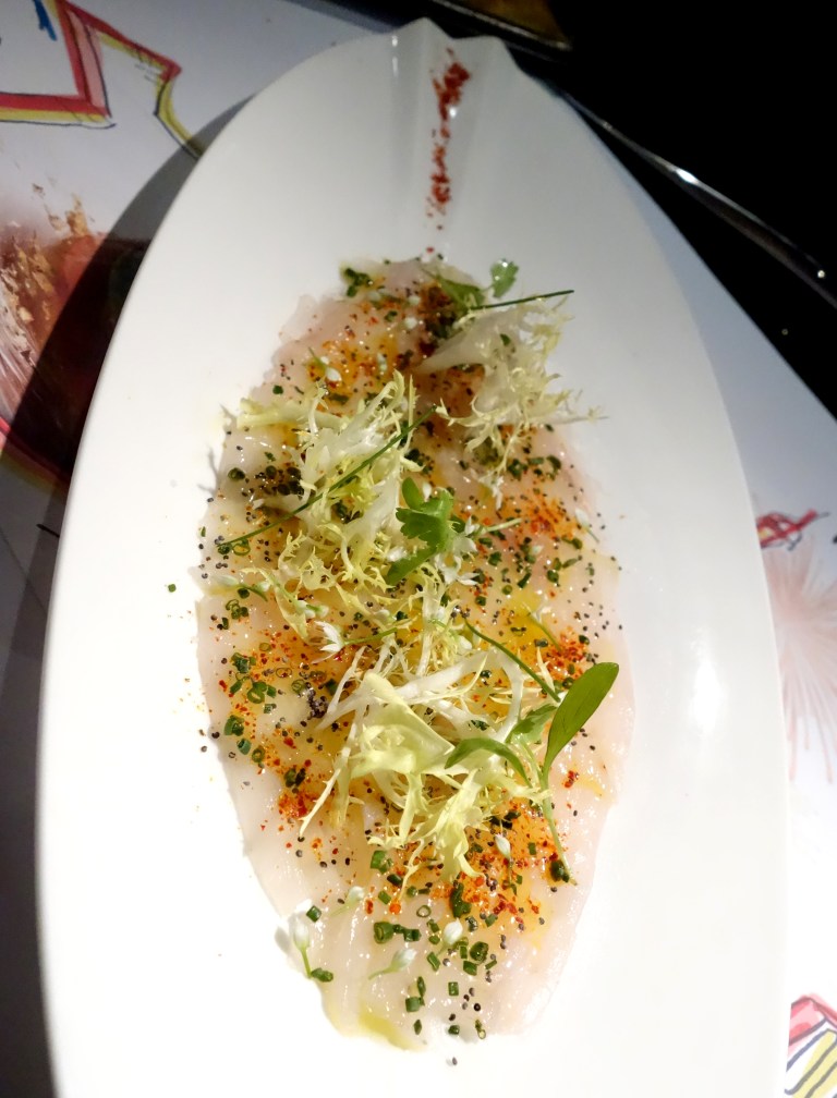 L’Atelier – by Joël Robuchon, Las Vegas – Le Bar - Sea bass carpaccio with lemon vinaigrette, poppy seeds and espelette pepper