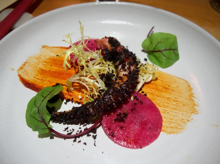 Sakamai – Grilled Octopus – gochujang pepper, watermelon radish, frisée, shio kombu, and sorrel – or baby swiss chard. This was legitimately one of the best octopus dishes I have ever had.