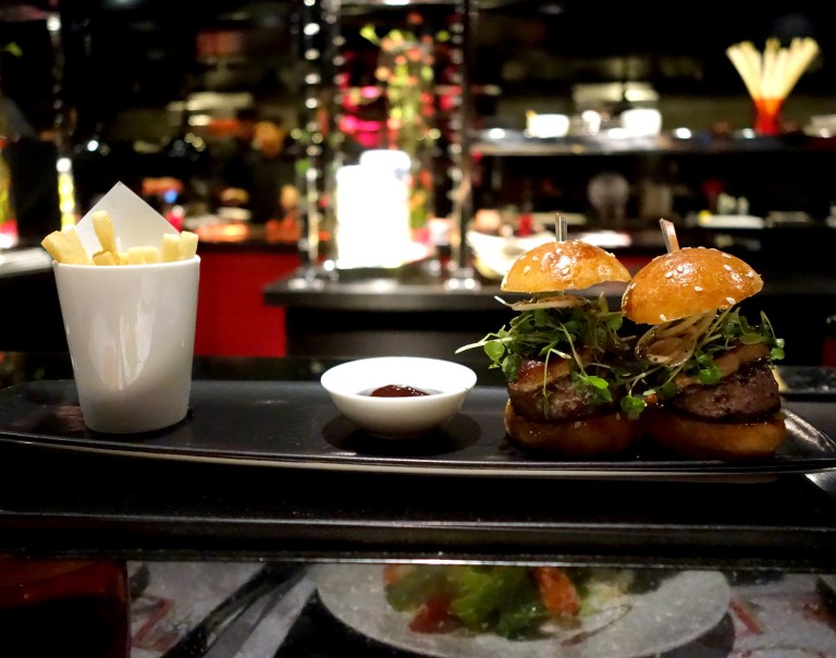 L’Atelier – by Joël Robuchon, Las Vegas –  Le Boeuf – Beef and foie gras burgers with sautéed bell peppers, hand cut French fries and house made ketchup. I wasn’t even excited about this, but it ended up being my favorite thing here.