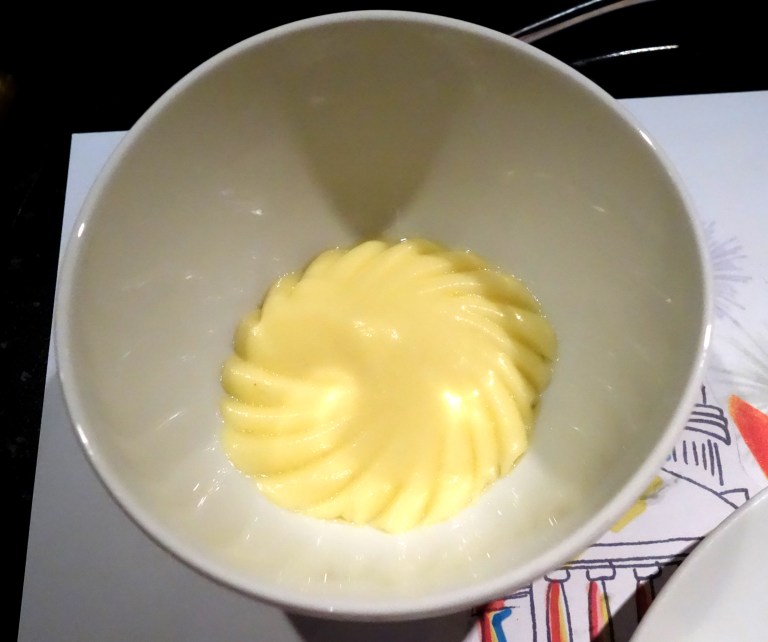 L’Atelier – by Joël Robuchon, Las Vegas –  Purée de pomme de terre - complimentary tasting of his ultra famous mashed potatoes – 2:1 potato to butter. Yes. As delicious as they are they are SO filling.