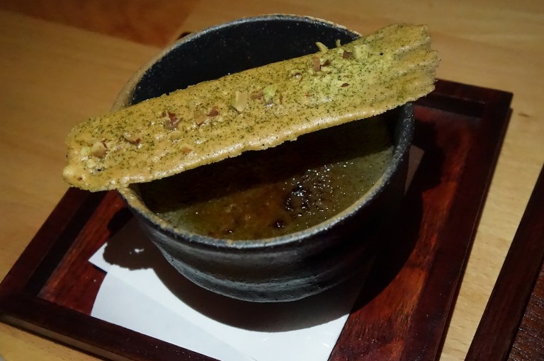 Sakamai – Black Sesame Crème Brûlée with a matcha-almond tuile. I love black sesame mocha, so I had a feeling I would love this, and I was very, very right. This dessert is ridiculously good.