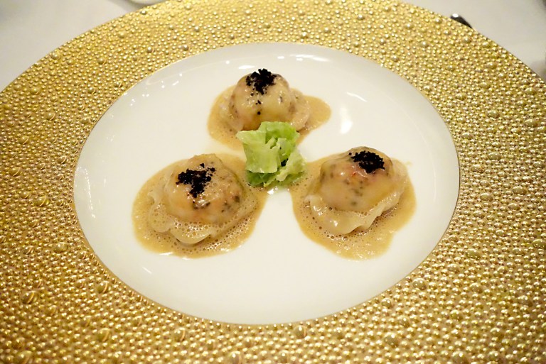 Joël Robuchon – by Joël Robuchon, Las Vegas – Truffled langoustine ravioli, foie gras emulsion and green cabbage. I thought I was going to like this more honestly.
